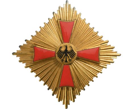 Grand Officer's Star, instituted in 1951. Breast Star, 53 mm, gilt Silver with smooth rays, superimposed part gilt silver, en