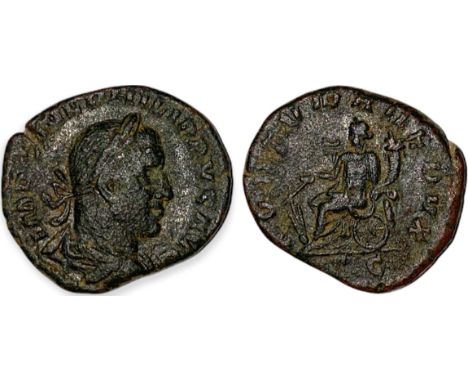 IMP M IVL PHILIPPVS AVG, Laureate, draped and cuirassed bust of Philip I to right, seen from behind/ FORTVNA REDVX, Fortuna s