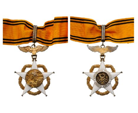 Commander's Cross, 1st Class, instituted in 1953. Neck Badge, 87x66 mm, gilt Silver, enameled, hallmarked "eagle's head", bot