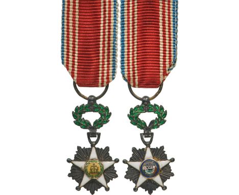 Knight's Cross Miniature, 5th Class, instituted in 1879. Breast Badge, 23x12 mm, Silver, central medallion GOLD, enameled, or