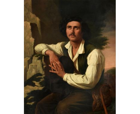 
	
		Italian School (19th century)
		Portrait of an Italian traveller in a rocky landscape
		Oil on canvas
		100 x 81cm (39¼ 