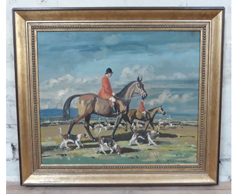 William Norman Gaunt, hunting scene, oil on canvas, 59cm, x 49cm, signed lower right, titled indistinctly verso, framed, 76cm