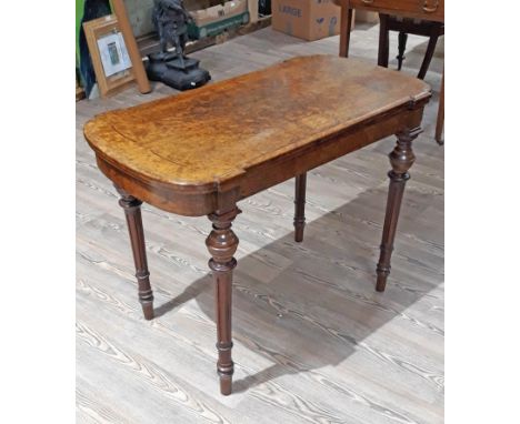 A Victorian burr walnut card table in the manner of Lamb, Manchester, width 97cm, depth 51cm & height 70cm.  