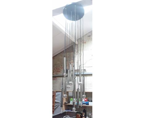 A retro hanging ceiling light. 
