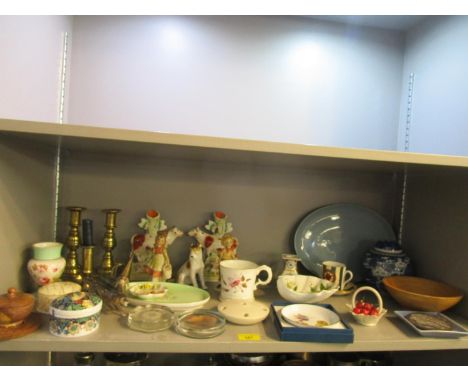 A selection of 19th century and later ceramics to include a pair of Victorian Staffordshire cow and calf spill vases, Chinese