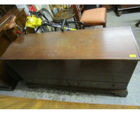 A Georgian blanket chest with two base drawers on bracket feet, A/F  25 5/8" x 50 1/2" x 16 6/8" 
