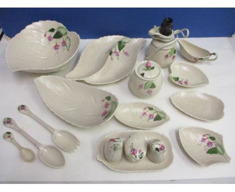 Crown Devon Fuchsia ware to include a table lamp and salad servers 