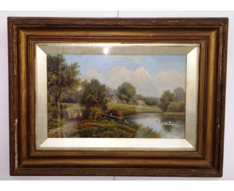 R Fenson (aka Henry Maidment, active 1889-1914):
A rural river landscape, oil on panel, signed & dated lower right 