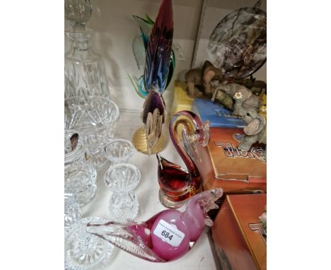 Art - Glass 4 pieces including Murano, tallest item 31cm high 