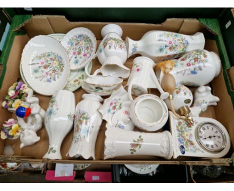 Aynsley china - 20 items including animal figures, clock, perfume atomiser etc. 
