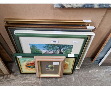 Robert Lee (British 20th/21st century), six original works including watercolours, oil on board, portrait of a girl &amp; pas