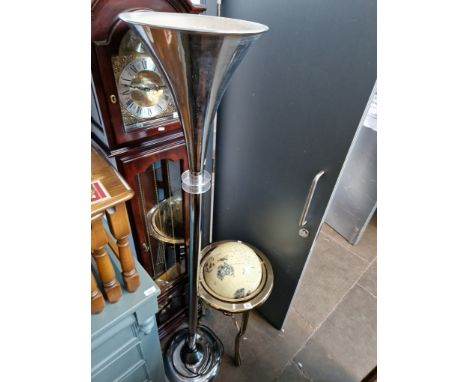 An Art Deco large metal floor standing lamp. Condition- good overall, some wear to the chrome, mostly to the base.