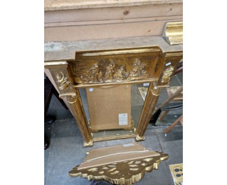 A Regency gilt framed pier mirror with architectural column supports, later mirrored glass, 80cm x 117cm. 
