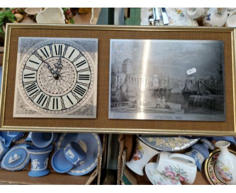 A wall clock featuring a picture of old Liverpool on stainless steel 