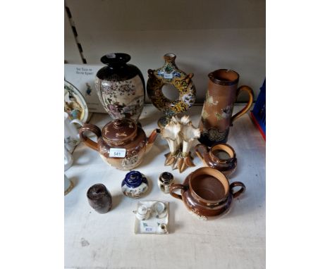 A mixed lot of ceramics including four pieces of Royal Doulton stoneware, a Japanese Satsuma vase, a continental vase, W H Go