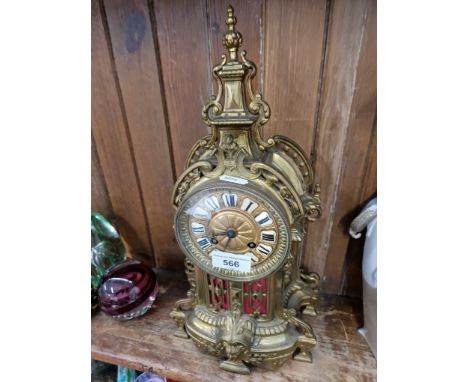 20th century ornate brass mantel clock 