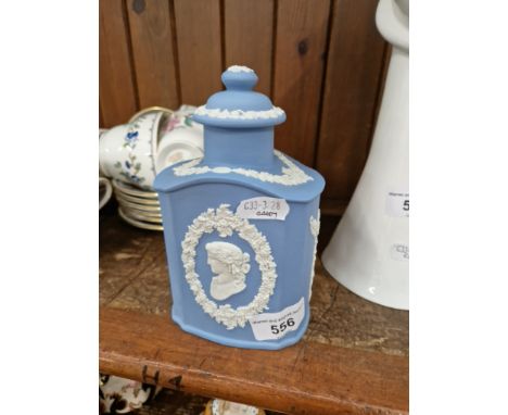 Wedgwood jasper ware tea caddy - 16cm high 