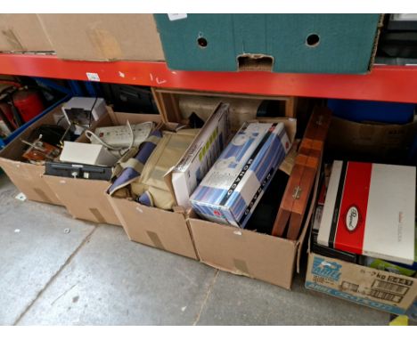 Five boxes of mixed items, photographic items, classical CD's, post office letter weighing scales etv 
