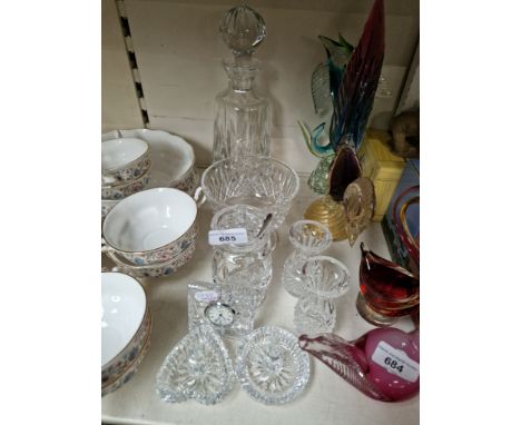 Waterford Crystal - decanter, clock, ring stands etc. (8 items) 