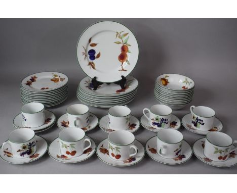 A Royal Worcester Evesham Vale Breakfast Set to include Eight Cups, Eight Plates, Eleven Saucers, Eleven Side Plates, Ten Bow