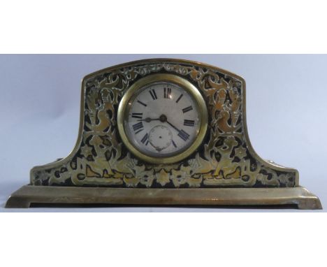 An Early 20th Century Brass Cased Mantle Clock with Clockwork Movement, 19.5cm Wide 