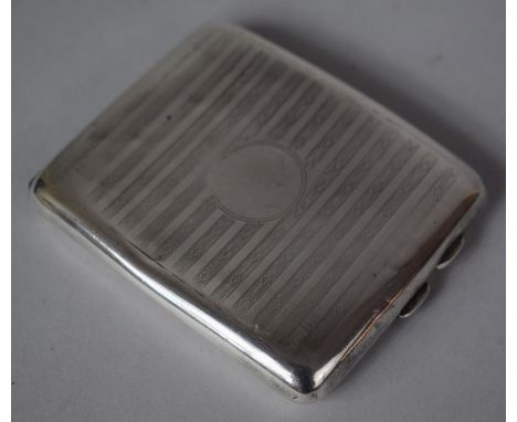 An Edwardian Silver Cigarette Case with Engine Turned Decoration, Birmingham 1921 