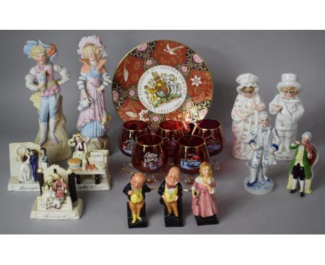 A Collection of English and Continental Ceramics to Include Pair of 19th Century German Figures of Grandmother and Grandad, C