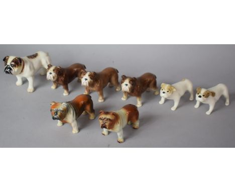 A Collection of Eight Various Ceramic Bulldog Ornaments to Feature Three Sylvac Examples, Wedgwood &amp;Co. (Leg Glued), Two 
