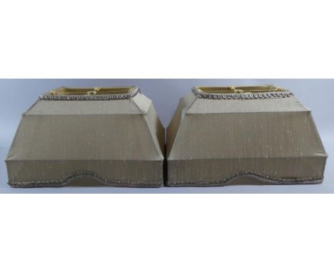 A Pair of Good Quality Rectangular Table Lamp Shades, 35cm x 24cm x 20cm High 