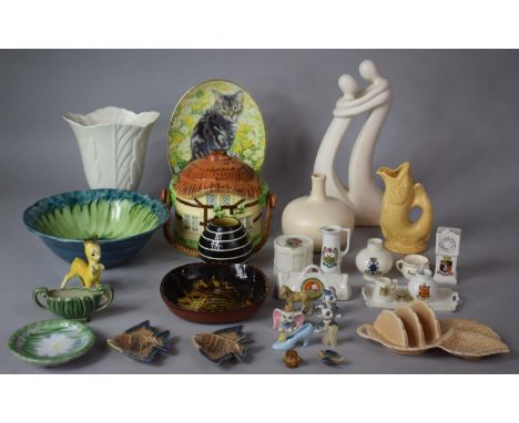 A Collection of Various 20th Century Ceramics to Include Modernist Figural Sculpture Ornament, Sylvac Vase, Bottle Vase, Glug