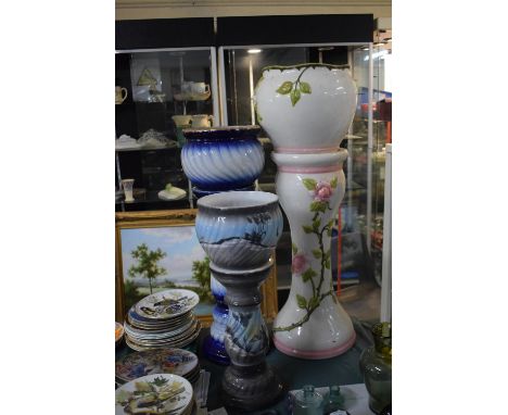 Three Mid 20th Century Ceramic Jardinieres on Stands 