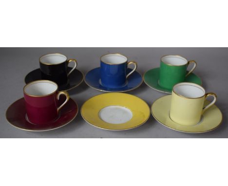 A Noritake Harlequin Coffee Set to include Five Cups and Six Saucers 