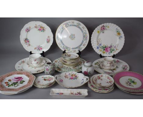 A Collection of Floral Decorated Ceramics to Feature Royal Worcester Mayfield Pattern Cake Plate, Minton Haddon Hall Side Pla