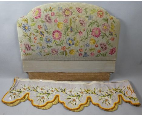 A Tapestry Single Bed Headboard and a Tapestry Pelmet, 236cm Long 