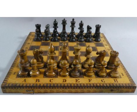 A Poker Work Folding Chess/Backgammon Board Together with a Mixed Set of Weighted Chess Pieces 