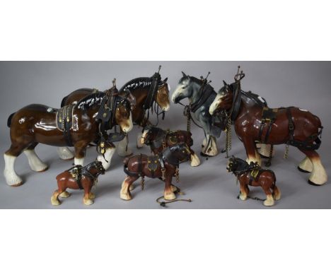 A Collection of Various Ceramic Heavy Horses 