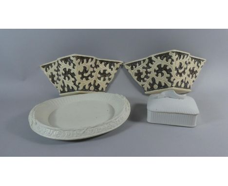 A Pair of Trentham Artware Wall Hanging Ceramic Pockets, Sardine Dish and Oval Bread Plate (AF) 