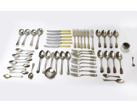 An Art Deco silver mounted engine turned hand mirror, Birmingham 1939, matching silver mounted brush and another and various 