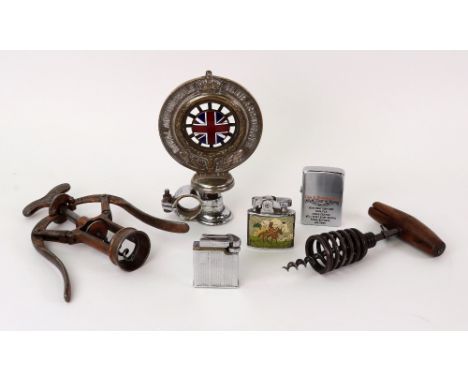 A vintage Royal Automobile Club Associate members car mascot, centred with an enamel Union Jack, No N 80644 by Collins of Lon