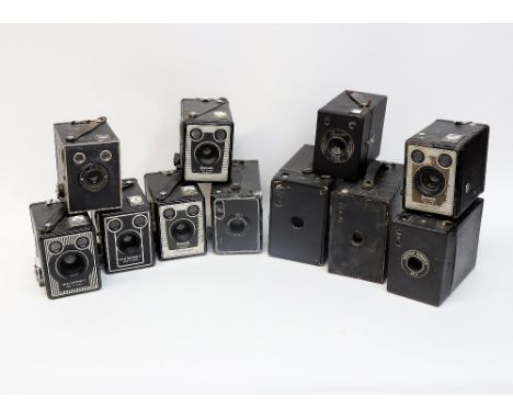 A collection of eleven vintage box and five folding cameras, including five examples of the six-20 Brownie range, Super six-2