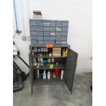 2-Door Steel Storage Cabinet; with 30-Drawer Parts Cabinet and Contents