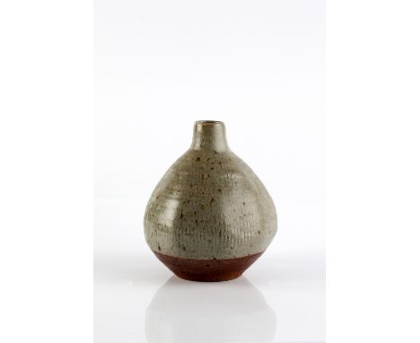 Janet Leach (American, 1918-1997) at Leach Pottery Vase celadon glaze with incised linear decoration impressed potter's and p