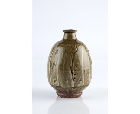 Phil Rogers (British, b.1951) Vase incised grass motif impressed potter's seal 17cm high.