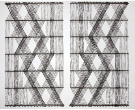 Peter Collingwood (British, 1922-2008) M.111 No.1 and M.111 No.2 a pair, signed and stamped with title woven linen and stainl