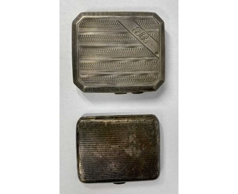 ASPREY LONDON SILVER CIGARETTE CASE &amp; ONE OTHER, Chester 1911 the Asprey, having lined and dotted front and back decorati
