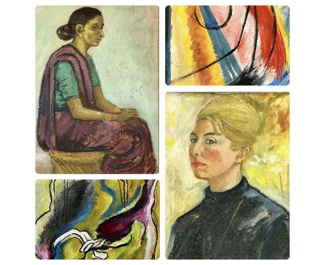 PAULINE SALMON (British, 20th Century) oils on canvas, a pair - titled verso 'Self Portrait' and 'Narayni', 60 x 38.5cms, abs