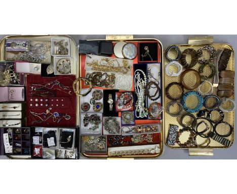 VINTAGE &amp; LATER COSTUME JEWELLERY, including some marked silver, other items include gold tone, diamante, enamel and vari