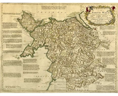 CARINGTON BOWLES &amp; ROBERT WILKINSON hand coloured engraved map - an accurate map of North Wales divided into its counties