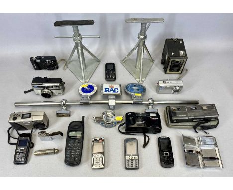 CHROME CAR BUMPER BAR WITH 3 BADGES, RAC, Motor Caravanners Club and RSPB, vintage chrome and enamel Morris Car badge, 2 x st