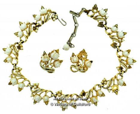 Vintage Costume Necklace And Matching Clip-On Earrings